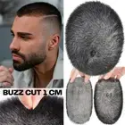 Men Short 1cm Buzz Cut Hair Thin Skin Toupee Human Hair Transparent Hairpiece AU