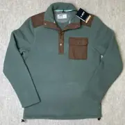 JETTY Pines Men’s Fleece Mock Neck Pullover Green Sz Small Pockets Recycled