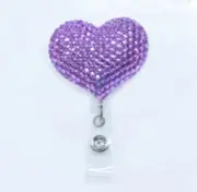 Blinged Lavender Heart Retractable ID Badge Reel / ID Badge Holder / AZblinger