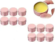Aluminum Tin Jar with Screw Cap Rose Gold, 12Pcs Rose Gold Aluminum Tin Jar with Screw Lid Empty Refillable Aluminum Round Tin Containers,Screw Top Round Tin Cans Aluminum Tin Jar with Screw Lid, 60g