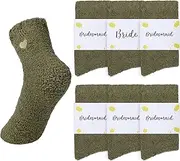 [Brikabia] 6 Pairs Fuzzy Socks Bridesmaid Gifts Set of 6 Cozy Soft Slipper Socks Women Bridesmaid Proposal Gift Wedding Party Favors
