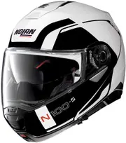 Nolan N100-5 Consistency N-Com Helmet, black-white, Size 2XS for Men Black White