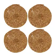 4PK Belle Kiki Wooden Bead/Iron 10cm Coaster Set Round - Natural