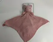 NWT Modern Baby Pink Sweater Knit Pig Plush Toy Snuggle Blankie Security Blanket