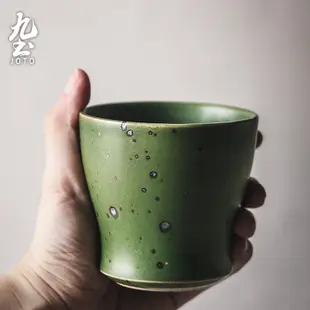 九土復古粗陶水杯茶杯日式水杯粗陶茶杯手工杯復古杯主人杯家用杯禪意手握咖啡杯品茗杯藝術陶杯情侶對杯普洱茶杯CUPR0504