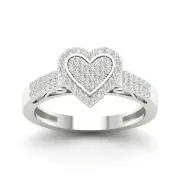 10K White Gold Diamond Heart Engagement Ring Size 8 (0.3ct/SI2,H-I)