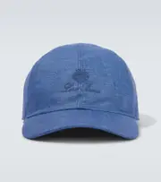 [Loro Piana] Loro Piana Logo embroidered linen canvas baseball cap XL blue