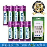 在飛比找PChome24h購物優惠-【PHILIPS】USB低自放鎳氫充電電池組(智慧型充電器+