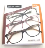 3 Pairs Foster Grant +1.25 Full Rim Fashion Readers Reading Glasses