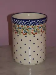 Polish Pottery Kitchen Utensil Jar! UNIKAT Signature Fern Gully Pattern!