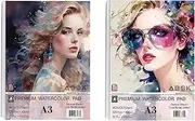 AOOK 2Pack A3 Watercolor Paper Pad 11.69X16.53''(140lb/300GSM) 20 Sheets Mix Paper Pad, Side Wire Bound, Fine Texture, In Gouache Acrylic Art Pad for Sketching, Ink Sketch book, Art Supplies Drawing Pad Gift (2Pack A3 )