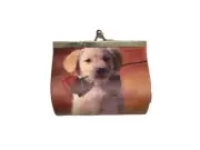 3.25" Adorable Puppy Dog Print Hard Coin Clasp Purse Wallet