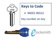 Key cut your Code Number to suit Doric door lock 96001 to 96522