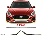 Front Bumper Lower Bottom Fog Trim Chrome (L+R+ Middle) For Sonata 2018-19 SPORT