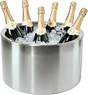 OGGI Jumbo Stainless Steel Double Wall Party Tub - Holds up to 12 Bottles of Wine or Champagne. Size 16.5" by 9.75".
