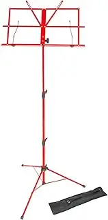 Lawrence Red Metal Folding Adjustable Music Stand with Carry Bag LMS02-RD