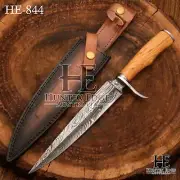 HUNTEX Custom Handmade Damascus Blade, Olivewood Handle, Big Game Sticker Knife