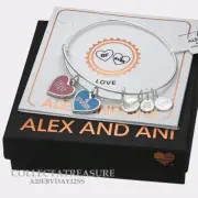 Authentic Alex and Ani Best Friends Duo Shiny Silver Charm Bangle