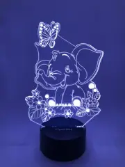 NEW Kids Elephant Night Light 7 Colors + Remote + USB + 3 AAA Batteries