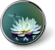 [FZMVSQH] Dragonfly with Water Lily Printed Round Button Pin Badges Metal Pinback Buttons 1 Inch Pins for Hat Shirt Clothing Bags Decoration, Circular, Aluminum, Circular, Aluminum