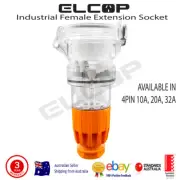 Elcop 4 PIN Female Extension Socket 500V AC IP66 (10A, 20A, 32A) 3 Phase