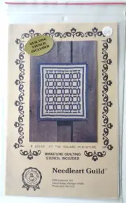 "At the Square", Miniature Quilt Pattern, 40163, w/Stencil, Needleart Guild, New