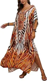 [YouKD] Wemon's Summer Long Kaftan Bohemian Maxi Kimono Dress Swimsuit Beach Cover Up Robes