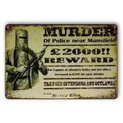 3x Murder Reward Police Near Mansfield Manly Ellis Rustic Decorative Tin Sign