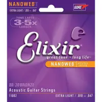 在飛比找蝦皮購物優惠-Elixir 民謠吉他弦 11002 NANOWEB 覆膜 