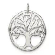 Solid Tree Of Life Charm Pendant In 925 Sterling Silver