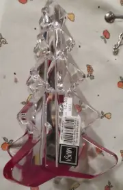 Vintage Mikasa Red & Clear Glass Crystal Figurine Christmas Tree Paperweight