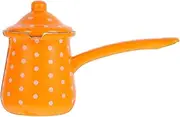 DONFAMDS Retro Enamel Turkish Coffee Pot Multi Function Kettle with Long Handle for Boiling Water Warming Milk Brewing Coffee for Your Kitchen