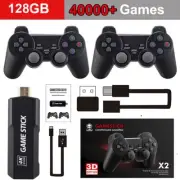 HDMI TV 4K Game Stick 128G 40000+ Games Video Game Console w/2*Wireless Gamepads