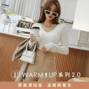 AIR SPACE LADY 【WARM↑UP 2.0】輕絨V領發熱短版BRA TOP(白/黑/卡其) 女裝 現貨