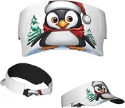 [RLDOBOFE] Sun Visor Hat Adjustable Empty Top Baseball Cap Christmas Penguin Sun Hats for Women Men Sunscreen Visor Caps Summer Beach Sports Hats Black, Black, One Size