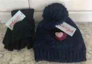 NWT Girls Set: Sequin Heart Hat, Gloves Soft Cat & Jack Tech Friendly 8-16