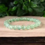 Natural Prehnite Stone Beaded Bracelet Green Gemstone Stretch Healing Bracelet