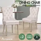 ALFORDSON 2x Dining Chairs Kitchen Lounge Padded Diamond Tufted Fabric Beige