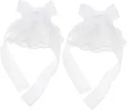 [Minkissy] 1 Pair Elegant Chiffon Lace Wrist with Bowknot Elastic Fingerless Gloves for Women Dress Accessories for Weddings Tea Parties Special Occasions