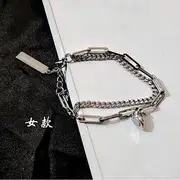 Couple Matching Magnetic Heart Layered Bracelet / Set (Various Designs) Women - Silver - One Size