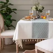 High-grade Cotton Jacquard Tablecloth Home Decoration Table Cover with Tassel
