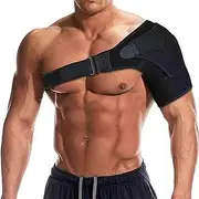 Shoulder Support Brace for Torn Rotator Cuff - Compression Sleeve Strap for Pain Relief Sprain Tendinitis Dislocated AC Joint for Men Women - Fits Left and Right Arm,Black