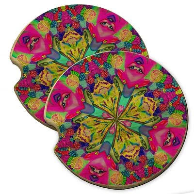 Happy Land Wood Car Coaster Gift Set fit Car & Truck Cup Holder