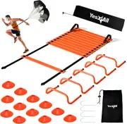 Agility Ladder Speed Training Equipment Set - 1 Adjustable Agility Ladder, 12 So
