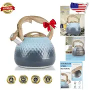 Gradient Blue Stainless Steel Tea Kettle - 2.5QT Loud Whistle Stovetop Wonder