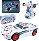 Electric Universal Deformation Police Toy Car with Light, Transforming Robot Car