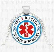 Medical Alert Type 1 Insulin Dependent Diabetic Necklace Pendant Type 1 Diabetes