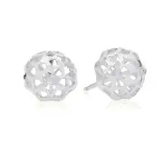 9ct White Gold Cut Out Ball Stud Earrings