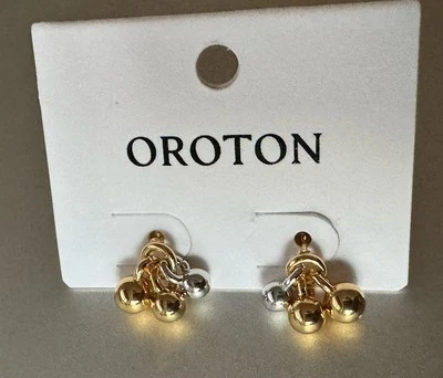 OROTON Sphere Charm Stud Earrings In Gold/Silver RRP$199.00