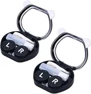 [KOMBIUDA] 2pc Cartoon Panda Lens Case Travel Kit Compact Storage Box Mirror for On-The-